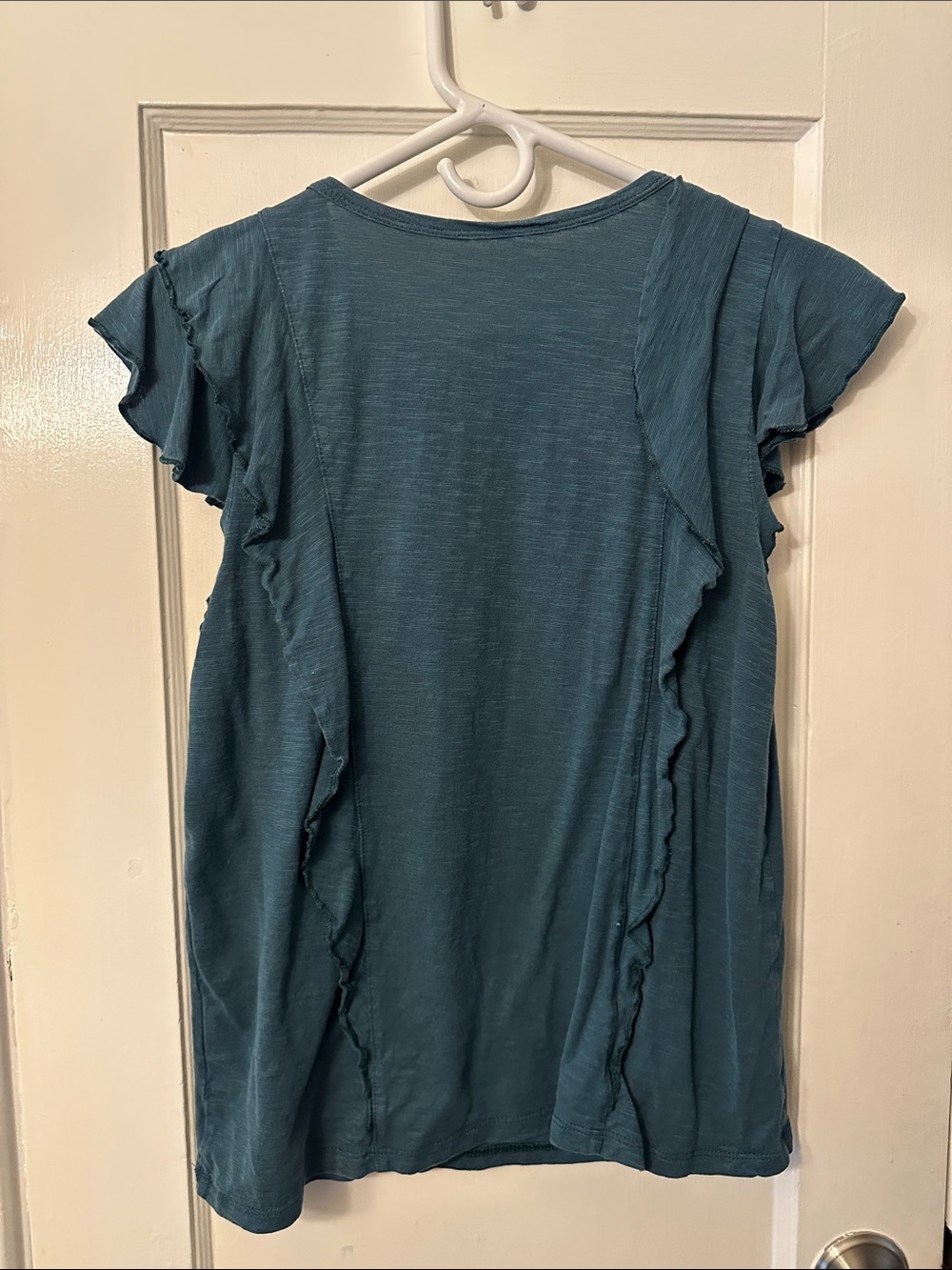 Garnet Hill Teal Ruffle Sleeve Women's Top - Medium - Picture 5 of 7
